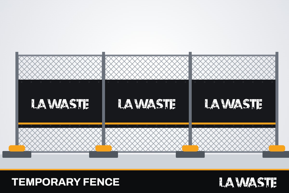 LA Waste temporary construction fence with privacy screen